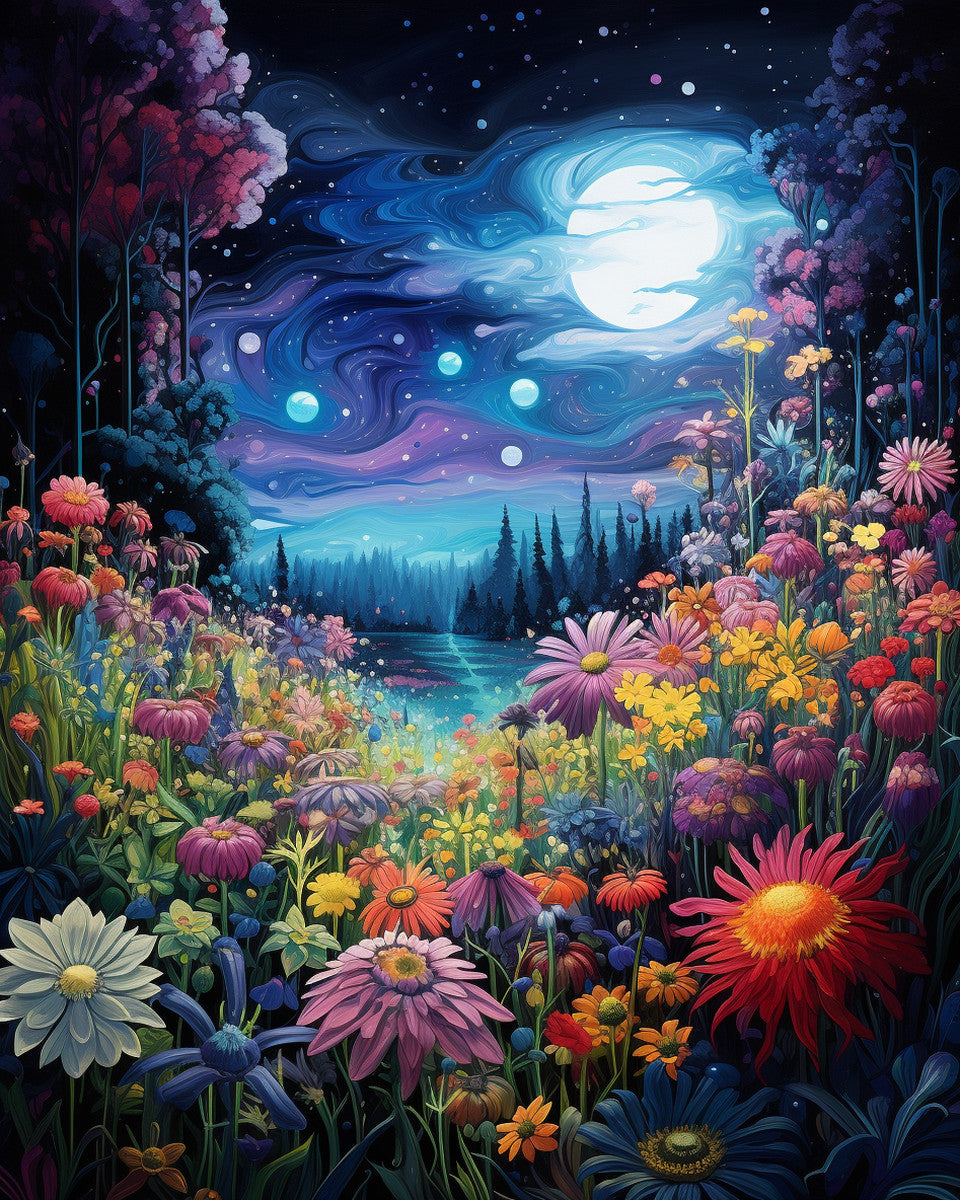 Spring Night Meadow – Paint by Numbers Kit