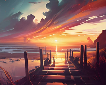 Pier Beneath Quiet Skies – Paint by Numbers Kit