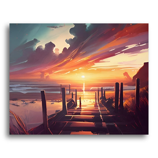 Pier Beneath Quiet Skies – Paint by Numbers Kit