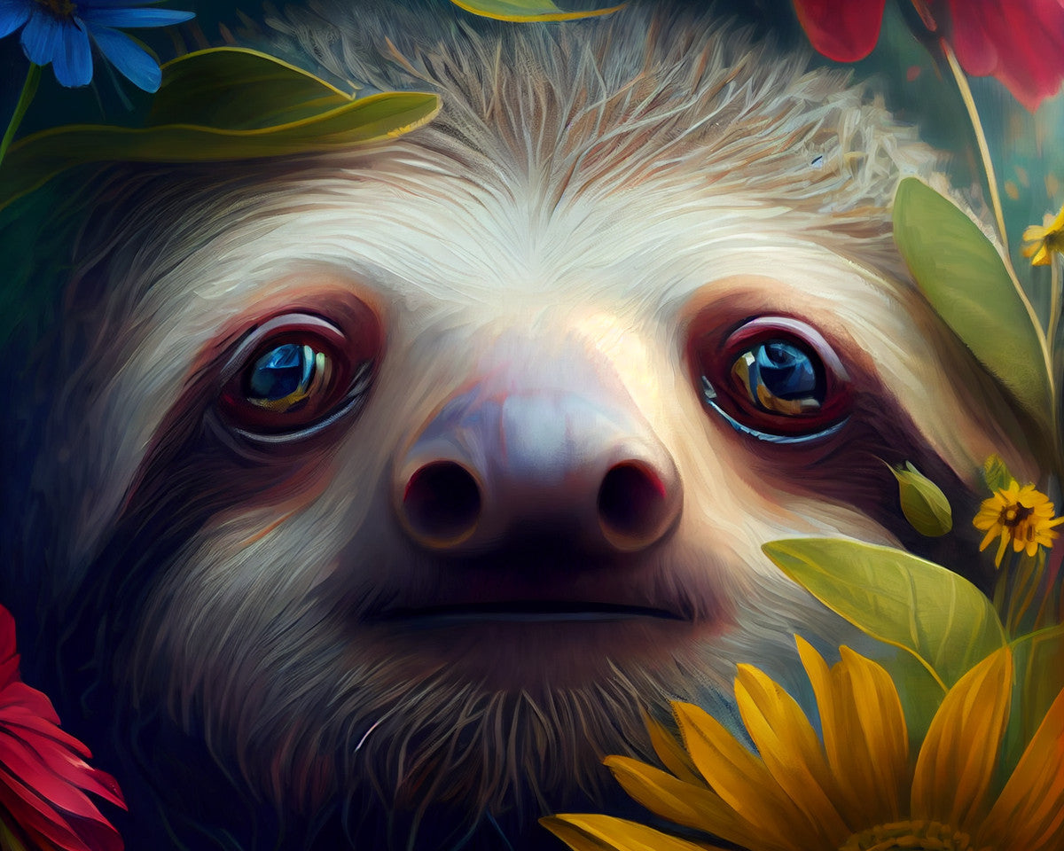 Sloth Among Blooms – Paint by Numbers Kit