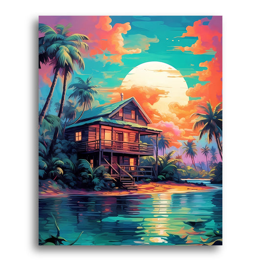 Stilted Haven at Dusk – Paint by Numbers Kit