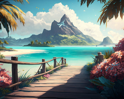 Path to the Tropical Shore – Paint by Numbers Kit