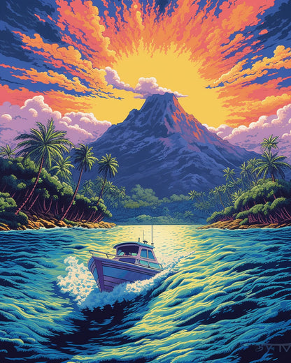 Tropical Coastline Ride – Paint by Numbers Kit