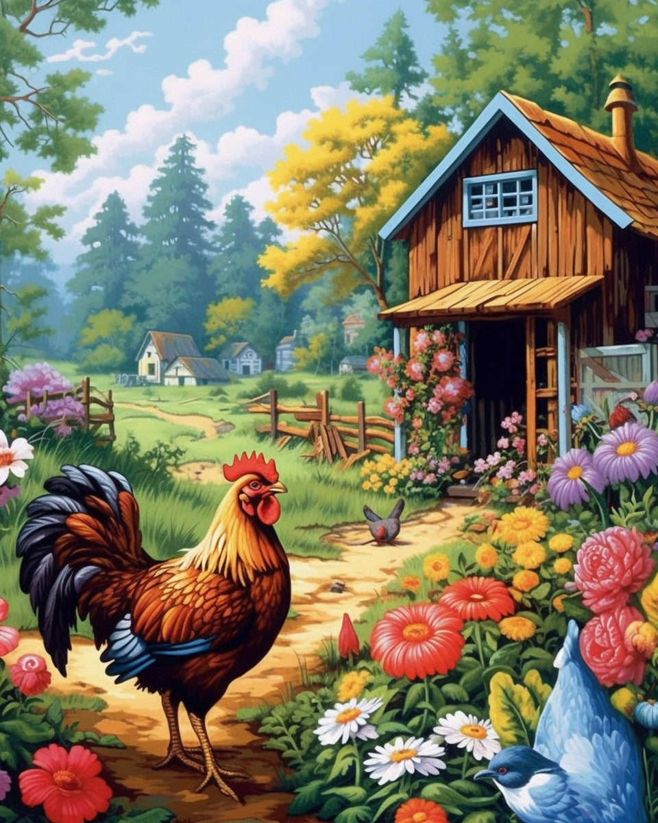 Rooster at the Farmstead – Paint by Numbers Kit