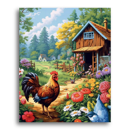 Rooster at the Farmstead – Paint by Numbers Kit