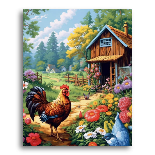 Rooster at the Farmstead – Paint by Numbers Kit