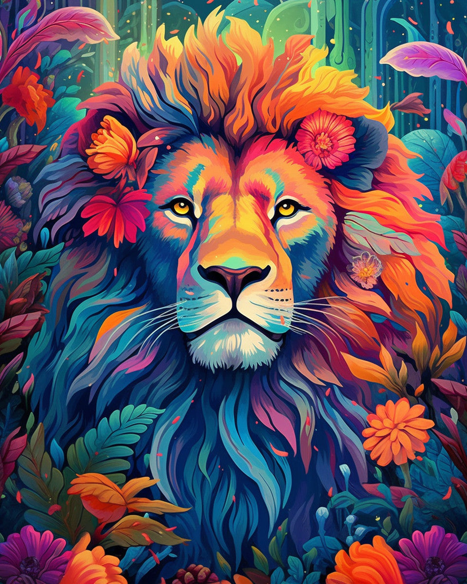 Lion in Bloom – Paint by Numbers Kit