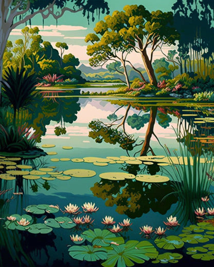Lilies on Quiet Pond – Paint by Numbers Kit