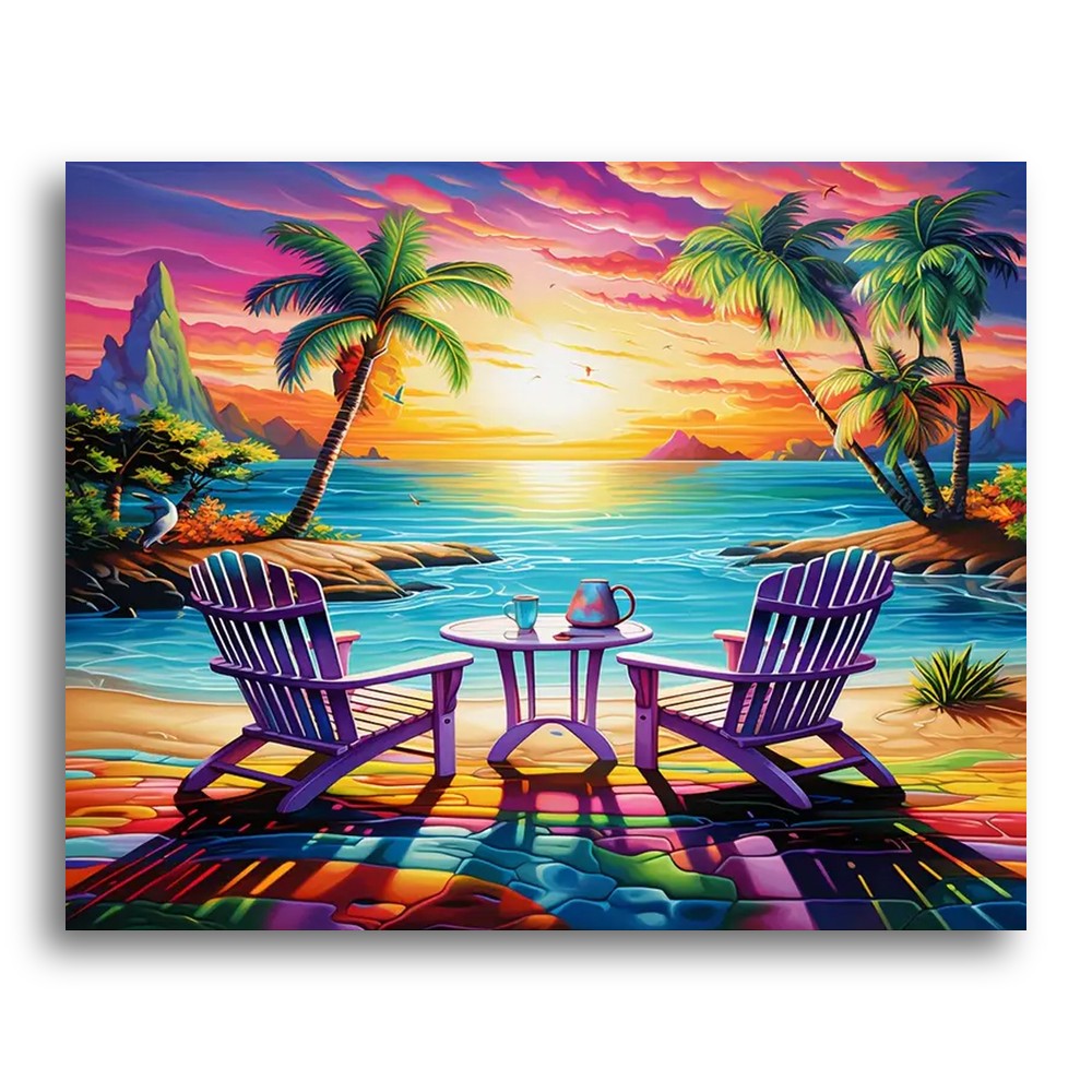 Sunset Tropical Beach – Paint by Numbers Kit