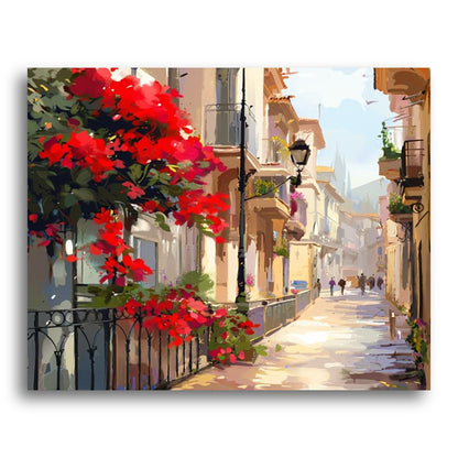 Sunlit Mediterranean Street – Paint by Numbers Kit