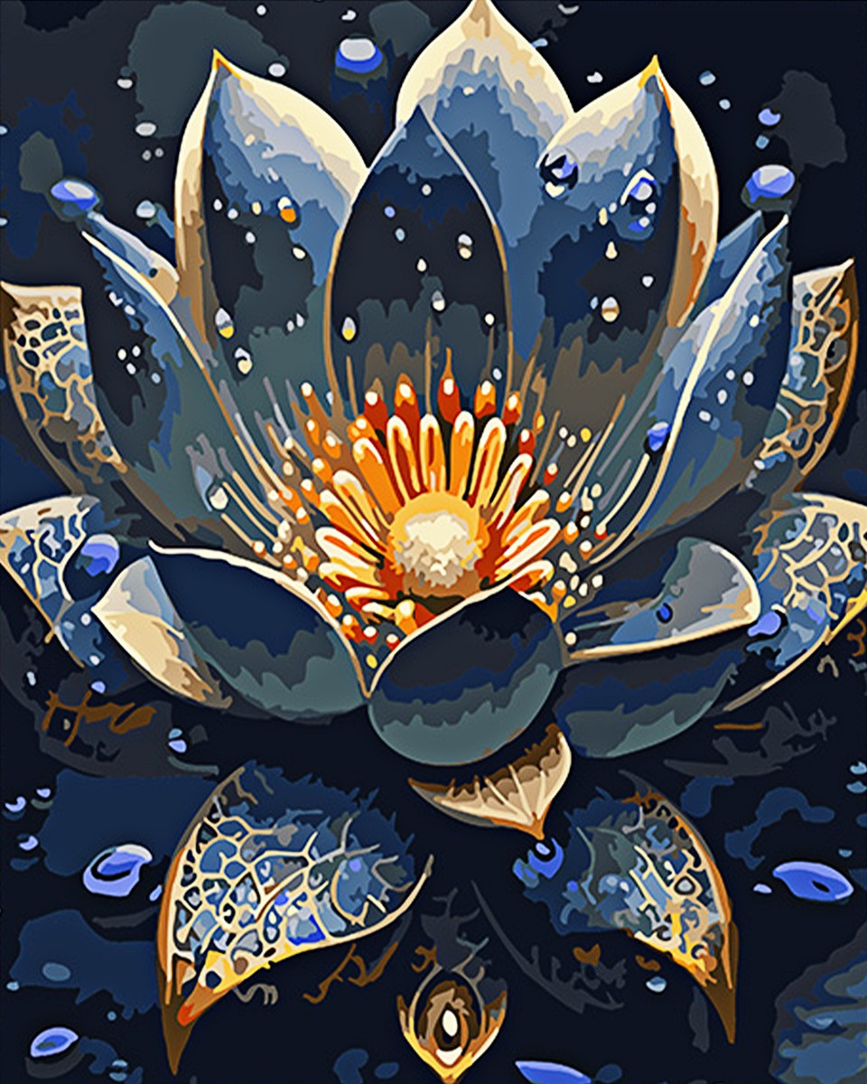 Midnight Lotus Bloom – Paint by Numbers Kit