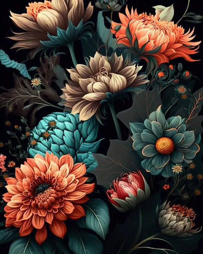 Elegant Chrysanthemum Bouquet – Paint by Numbers Kit