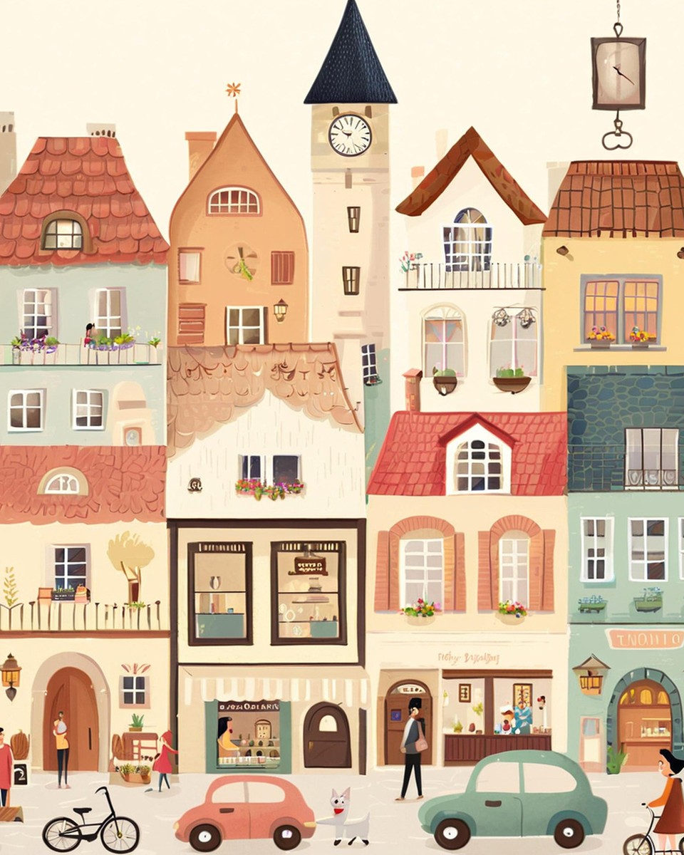 Charming Village Street – Paint by Numbers Kit