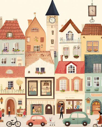 Charming Village Street – Paint by Numbers Kit