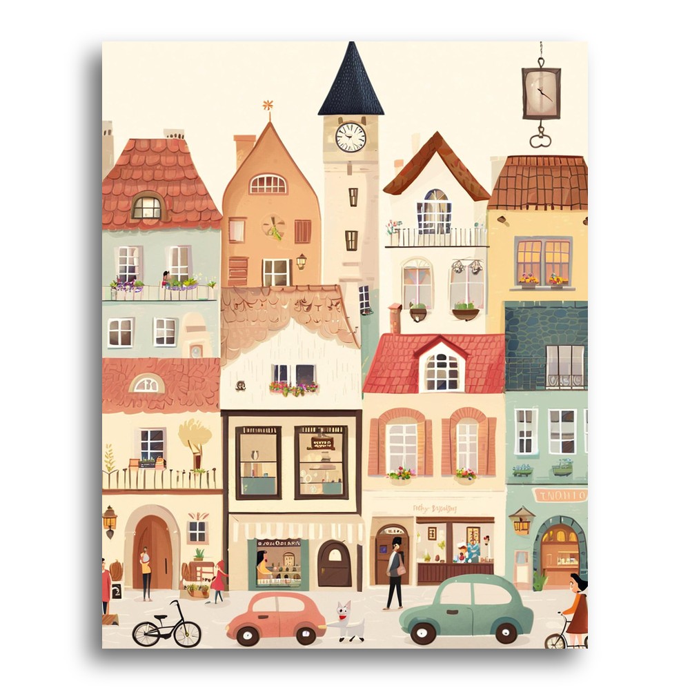 Charming Village Street – Paint by Numbers Kit