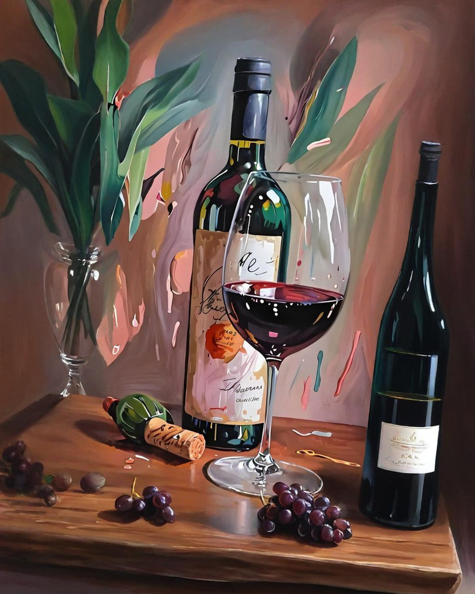 Elegant Red Wine Still Life – Paint by Numbers Kit