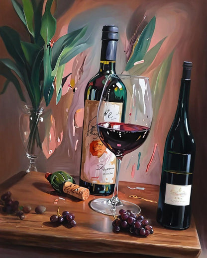 Elegant Red Wine Still Life – Paint by Numbers Kit