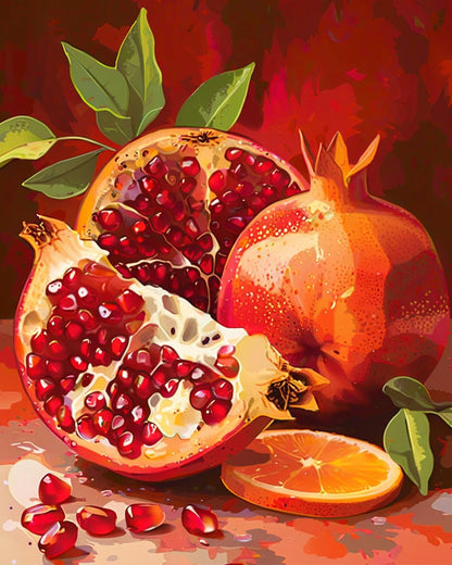 Ripe Pomegranate Still Life – Paint by Numbers Kit