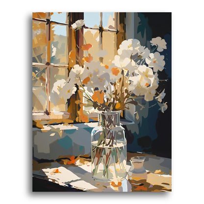 Sunlit White Flowers – Paint by Numbers Kit
