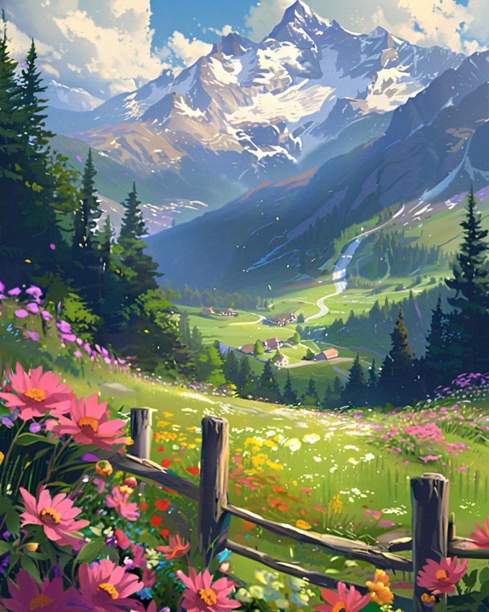 Alpine Meadow Vista – Paint by Numbers Kit
