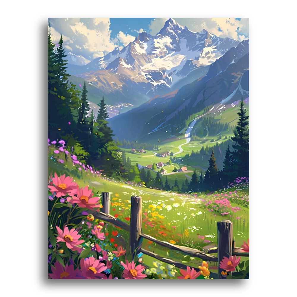 Alpine Meadow Vista – Paint by Numbers Kit