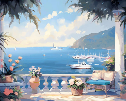 Coastal Yacht Harbor – Paint by Numbers Kit
