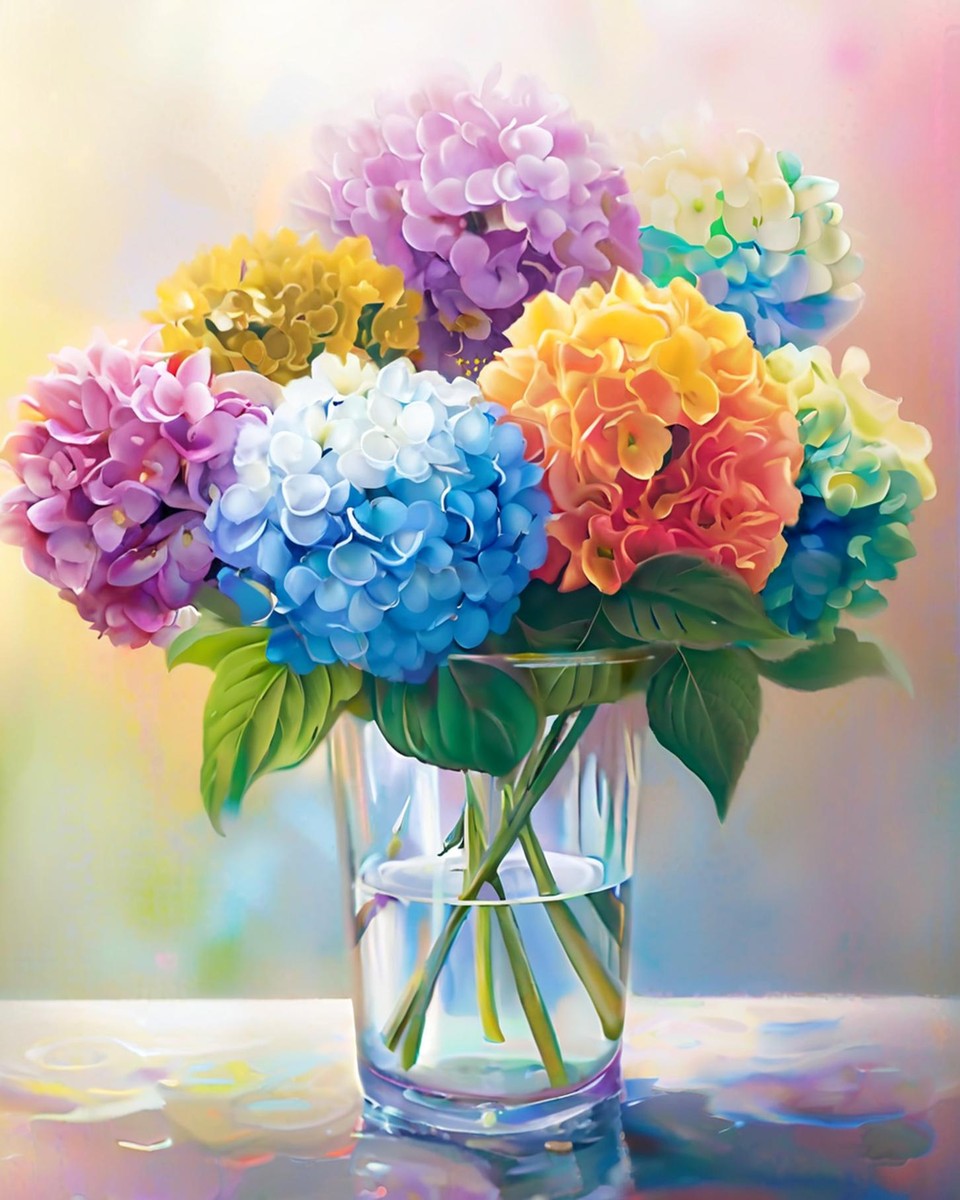 Vibrant Hydrangea Bouquet – Paint by Numbers Kit