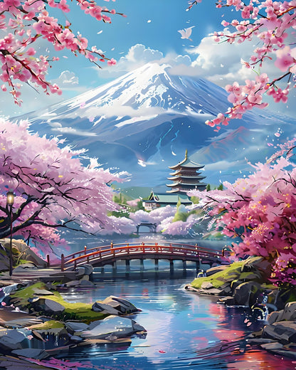 Cherry Blossom Mountain – Paint by Numbers Kit
