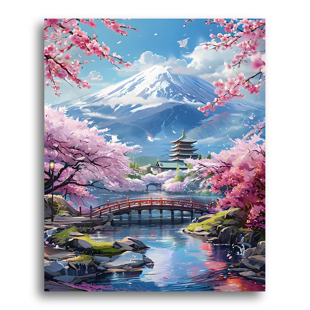 Cherry Blossom Mountain – Paint by Numbers Kit