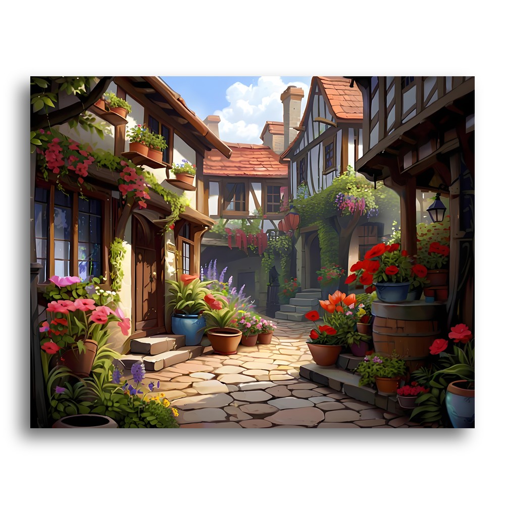 Charming Flowered Alley – Paint by Numbers Kit