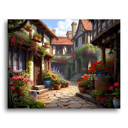 Charming Flowered Alley – Paint by Numbers Kit