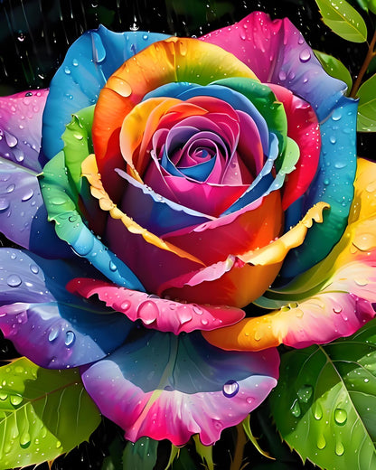Rainbow Dewdrop Rose – Paint by Numbers Kit
