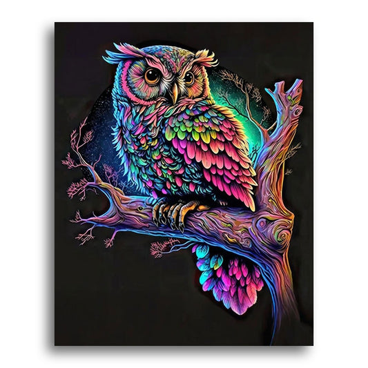 Vibrant Neon Owl – Paint by Numbers Kit
