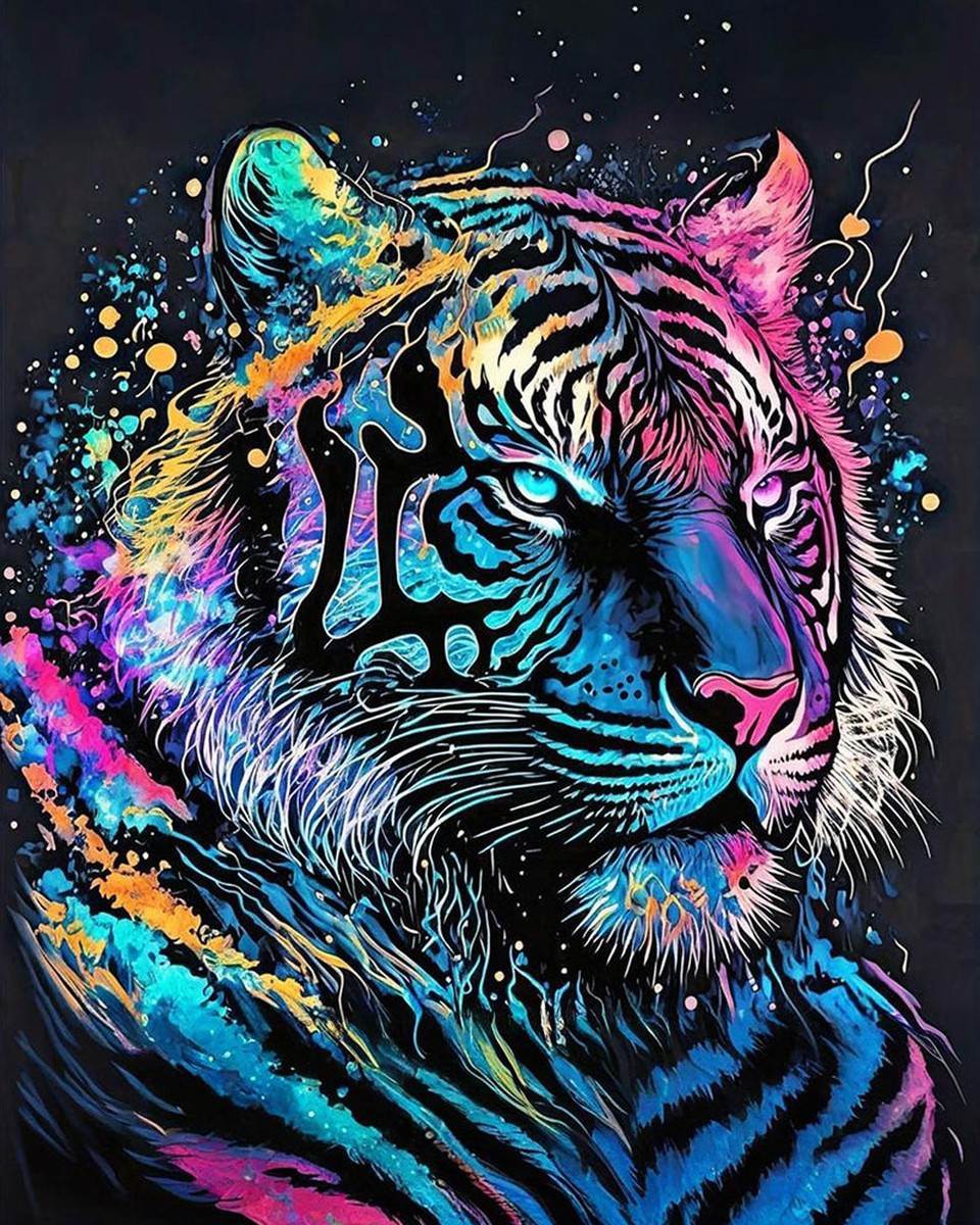 Neon Tiger Majesty – Paint by Numbers Kit