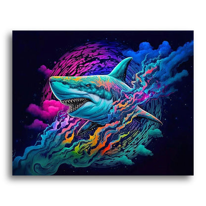 Cosmic Neon Shark – Paint by Numbers Kit