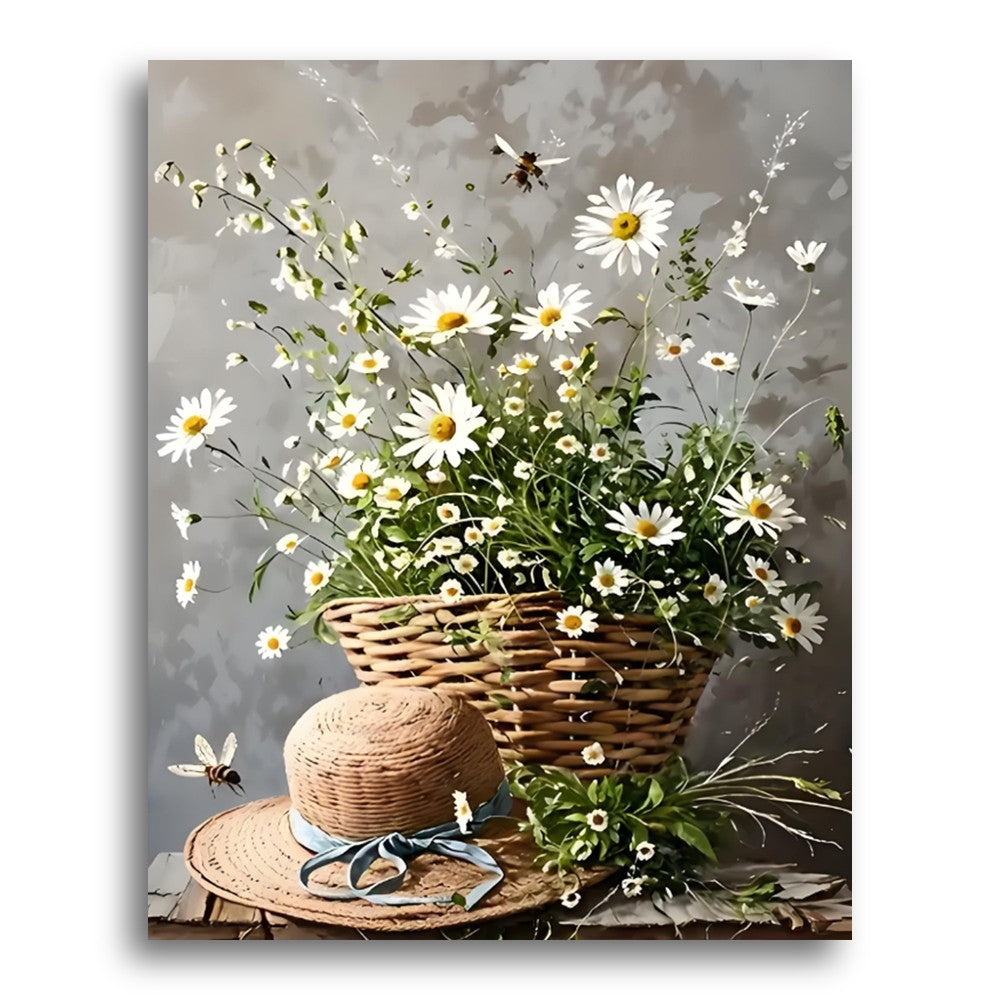 Daisy Basket with Bees – Paint by Numbers Kit