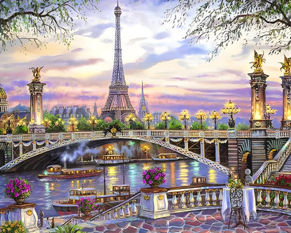 Parisian Riverboats at Dusk – Paint by Numbers Kit