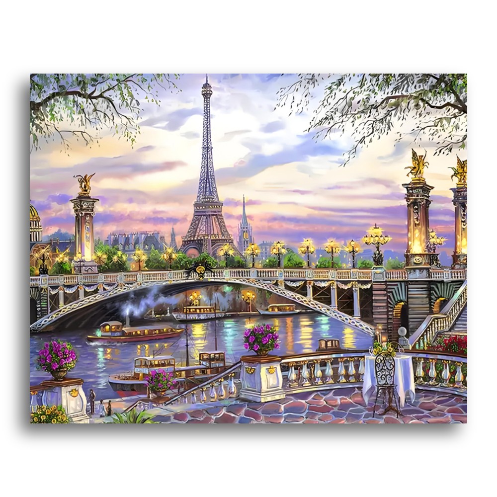 Parisian Riverboats at Dusk – Paint by Numbers Kit