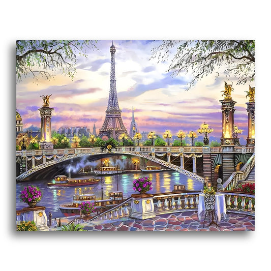 Parisian Riverboats at Dusk – Paint by Numbers Kit