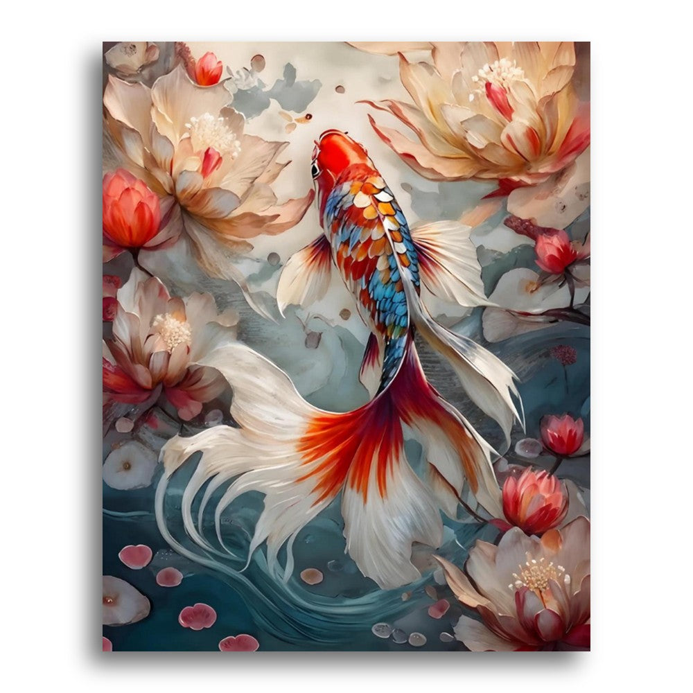 Elegant Koi and Blossoms – Paint by Numbers Kit