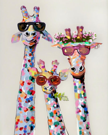 Colorful Giraffe Trio – Paint by Numbers Kit