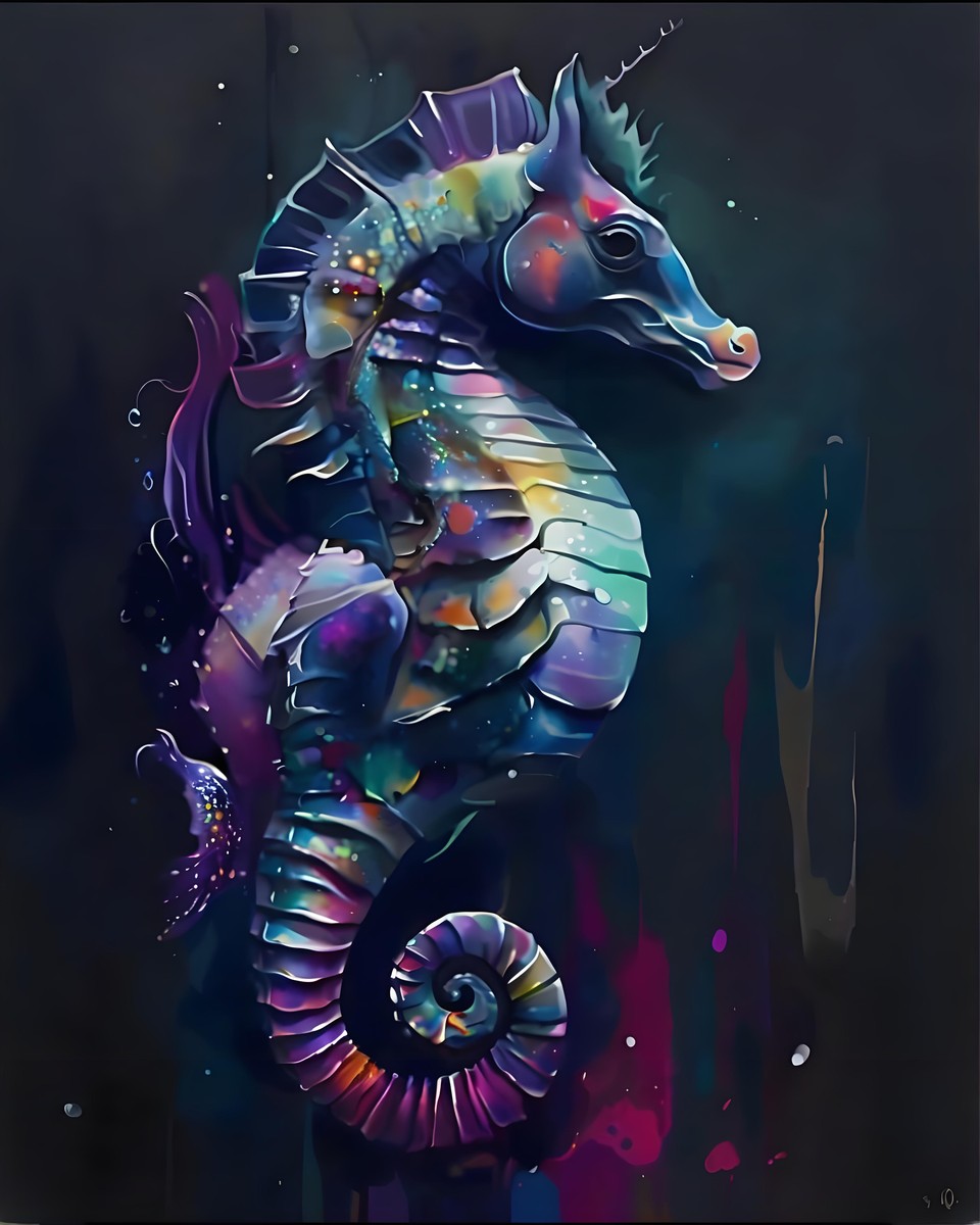 Luminous Seahorse Glow – Paint by Numbers Kit