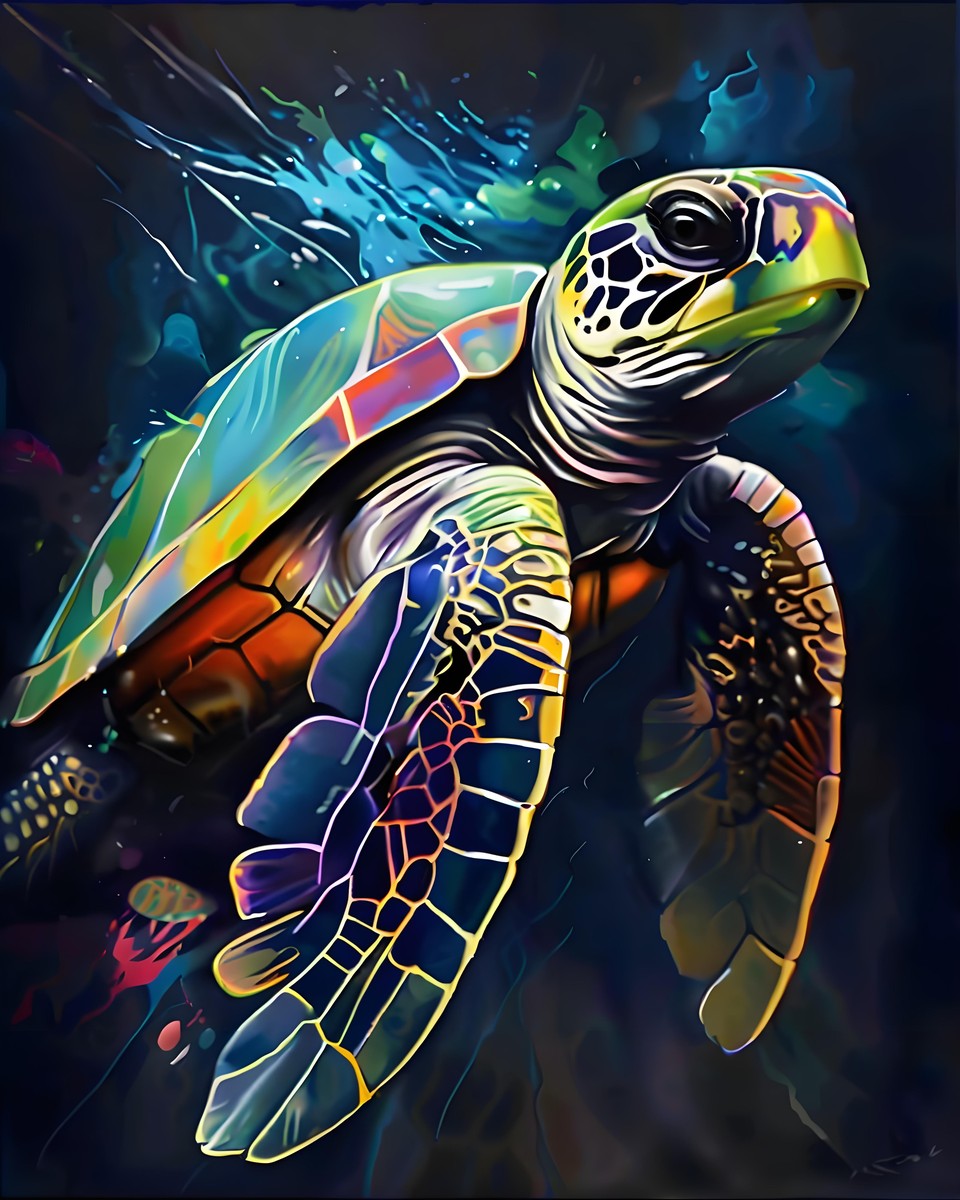 Vibrant Sea Turtle – Paint by Numbers Kit