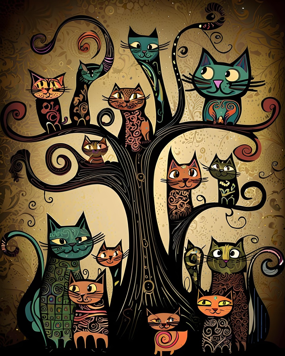 Whimsical Cat Tree – Paint by Numbers Kit