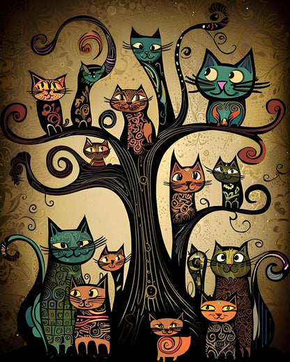 Whimsical Cat Tree – Paint by Numbers Kit