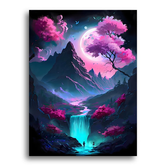 Moonlit Mountain Waterfall – Paint by Numbers Kit