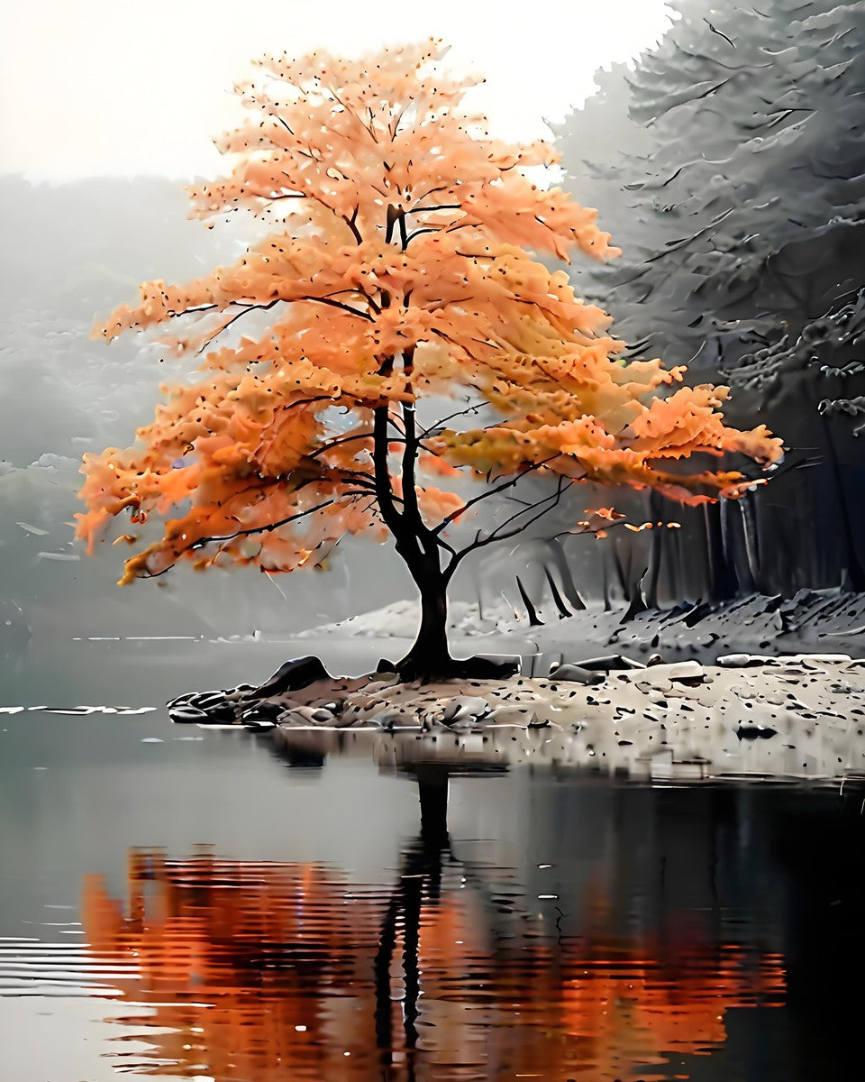 Autumn Tree Reflection – Paint by Numbers Kit