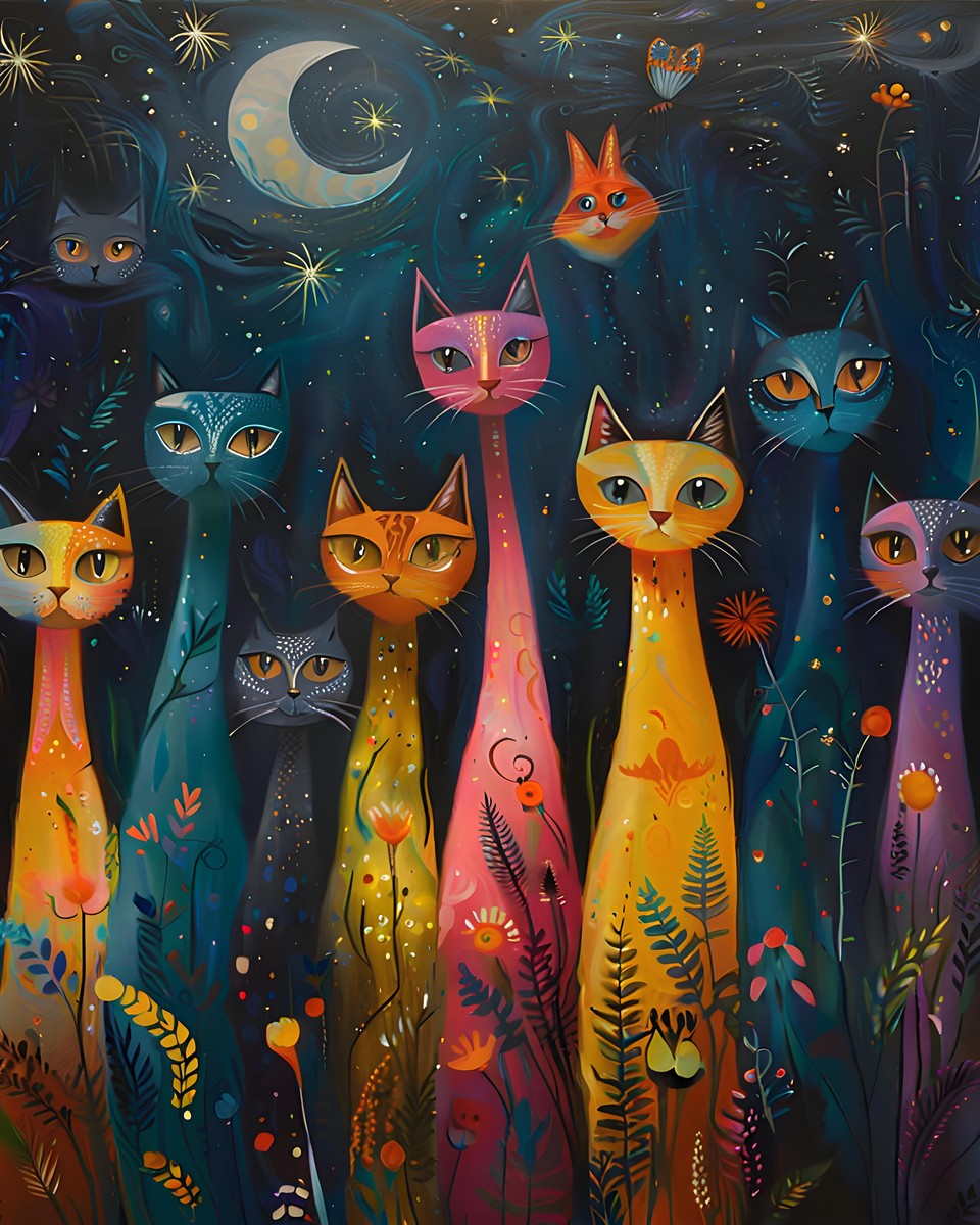 Mystic Night Cats – Paint by Numbers Kit