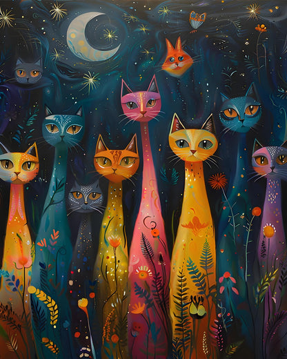 Mystic Night Cats – Paint by Numbers Kit