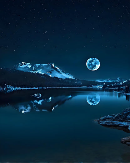 Moonlit Mountain Lake – Paint by Numbers Kit